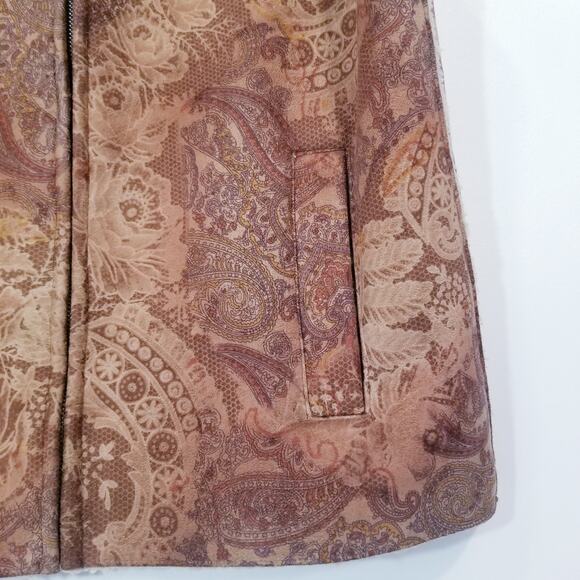 Jones New York Sport Suede Western Print Shearling Vest Jacket - Picture 9 of 11